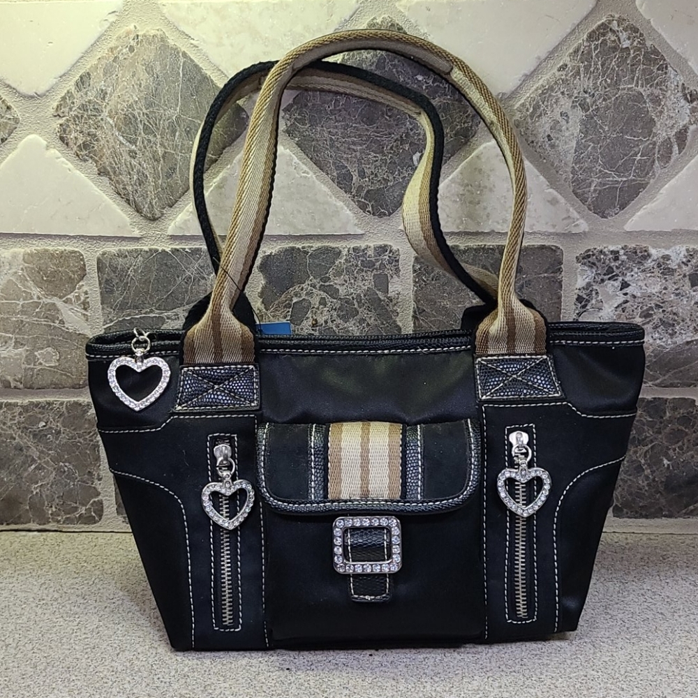 KATHY VAN ZEELAND Black/Beige Purse